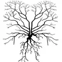 A skeletal tree with roots shaped like neurons tattoo design idea