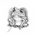  japan, frog, toad, katana, frog with katana tattoo design idea