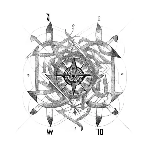 Sakura with DNA and compass and anchor tattoo design idea