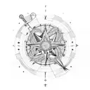 Sakura with DNA and compass and anchor tattoo design idea