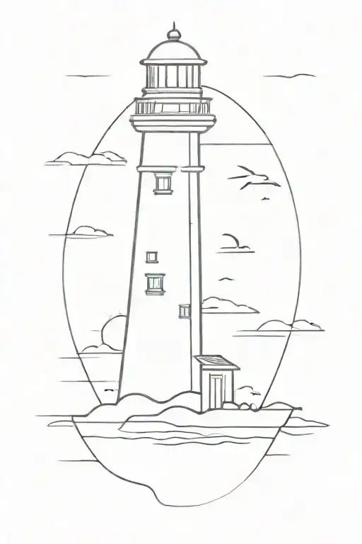 lighthouse guiding ships tattoo design idea