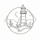 lighthouse anchor tattoo design idea