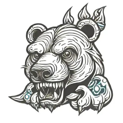 brass knuckle polar bear head tattoo design idea