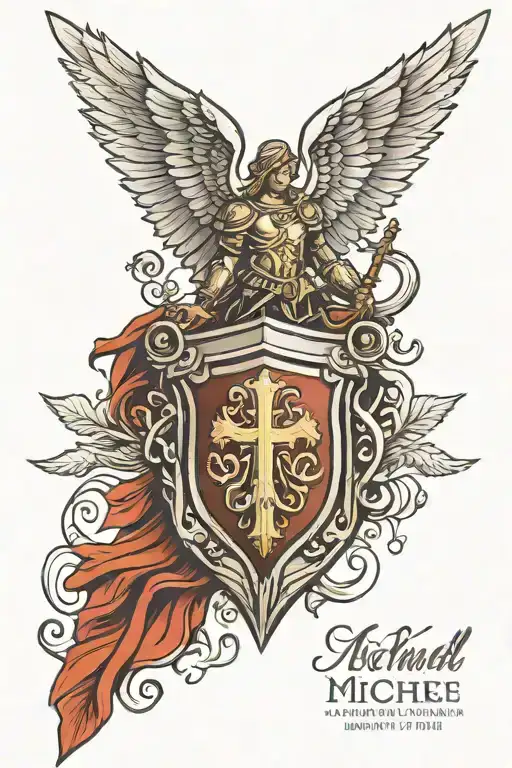 st michael shield adorned tattoo design idea