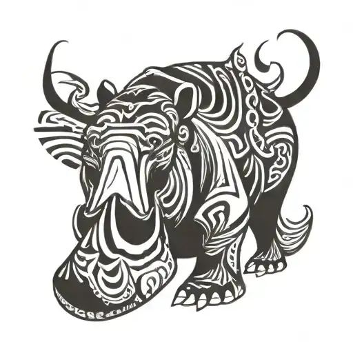 hippopotamus tattoo design idea