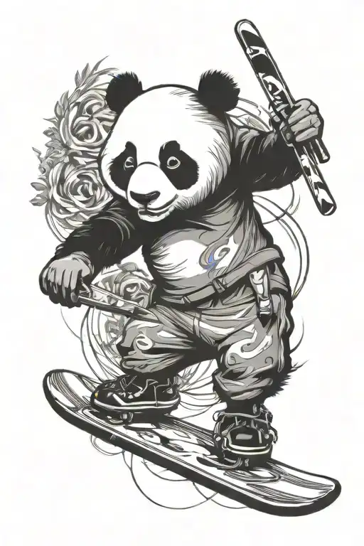 panda snowboard  tattoo design idea