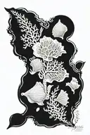 Delicate seaweed floating and shells (ideally conch but could be another or multiple shells) tattoo design idea