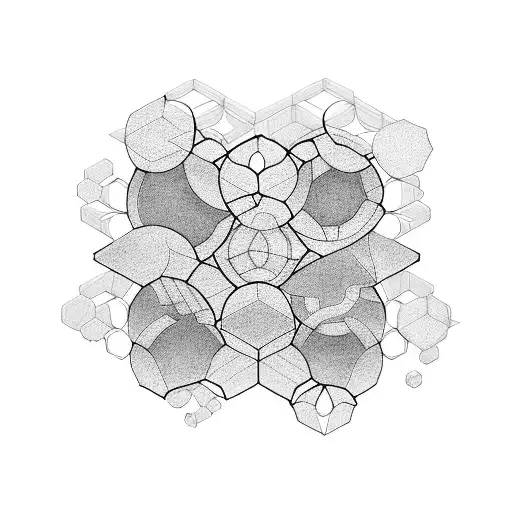 hexagons with images from miyazaki movies inside the hexagons tattoo design idea