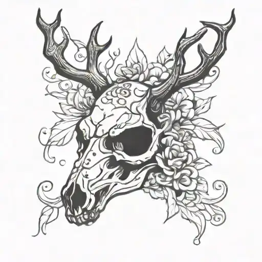 deer skull tattoo design idea