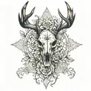 deer skull tattoo design idea