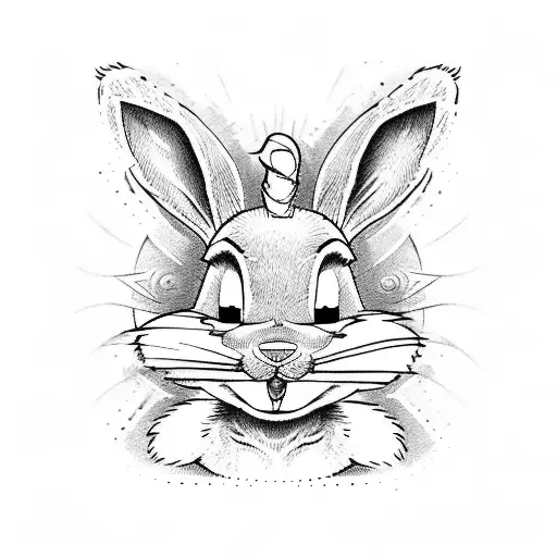 line work punished bugs bunny tattoo design idea