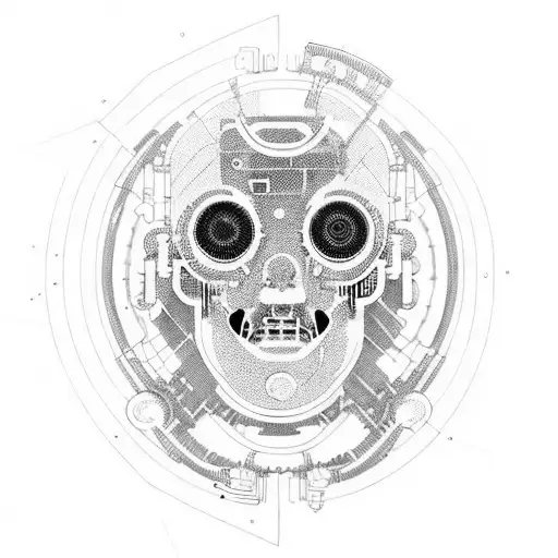 linework cyberpunk biopunk implant tattoo design idea