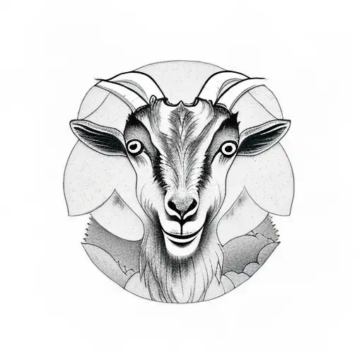 a male goat with a avocado tree tattoo design idea