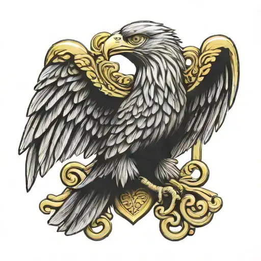 polish eagle irish harp symbol tattoo design idea