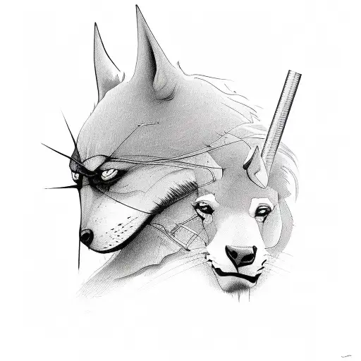 cabeza de zorro masculino tattoo design idea