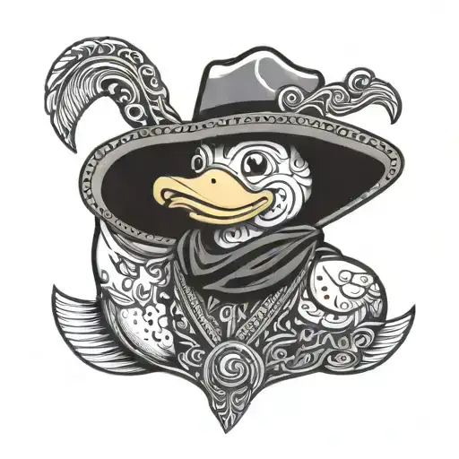 cowboy rubber duck with bandolier tattoo design idea