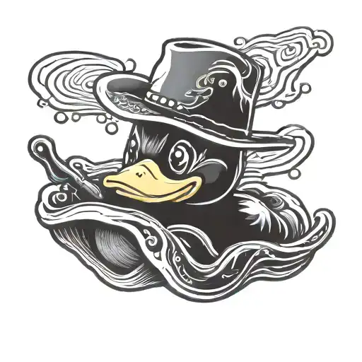 cowboy rubber duck tattoo design idea