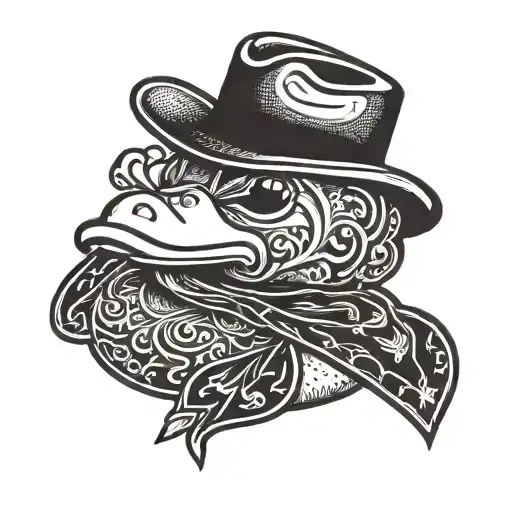 cowboy rubber duck tattoo design idea