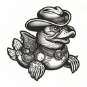 cowboy rubber duck tattoo design idea