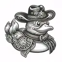 cowboy rubber duck tattoo design idea