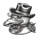 cowboy rubber duck tattoo design idea