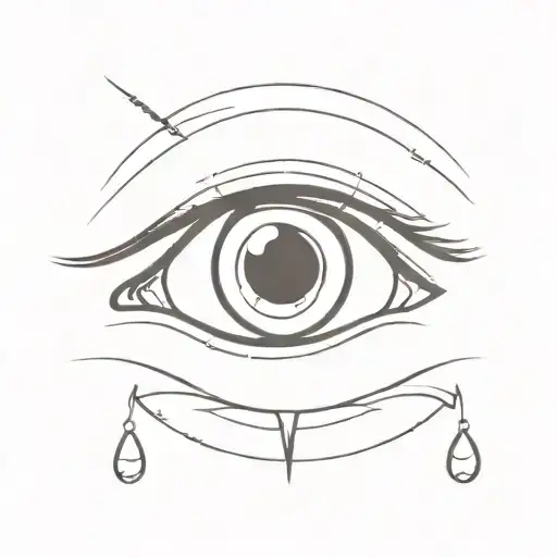 eye with 2 pupils somber look possessed tattoo design idea
