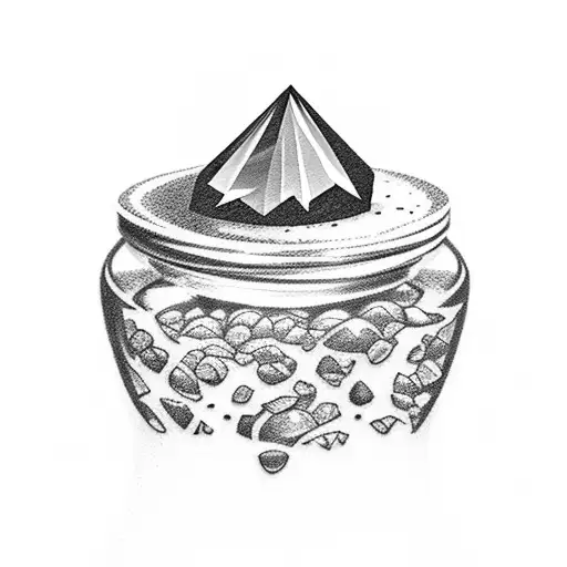 A tattoo of A Graham cracker and an amethyst gem inside of a salt shaker tattoo design idea
