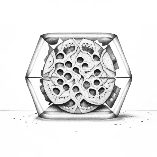 A Graham cracker inside of a salt shaker surrounded by purple dots tattoo design idea
