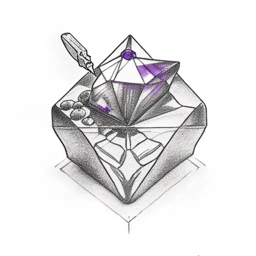 A tattoo of A Graham cracker and an amethyst gem inside of a salt shaker tattoo design idea