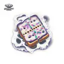 A Graham cracker inside of a salt shaker surrounded by purple dots tattoo design idea