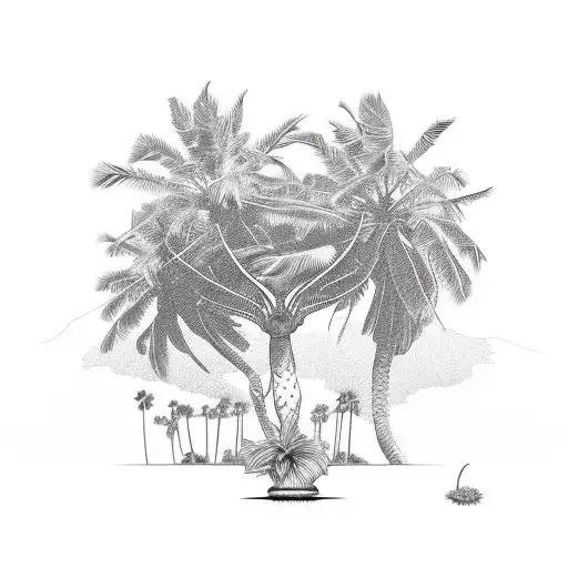 palm tree with dreadlock hair instead of leaves tattoo design idea
