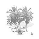 palm tree with dreadlock hair instead of leaves tattoo design idea