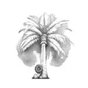 palm tree with dreadlock hair instead of leaves tattoo design idea