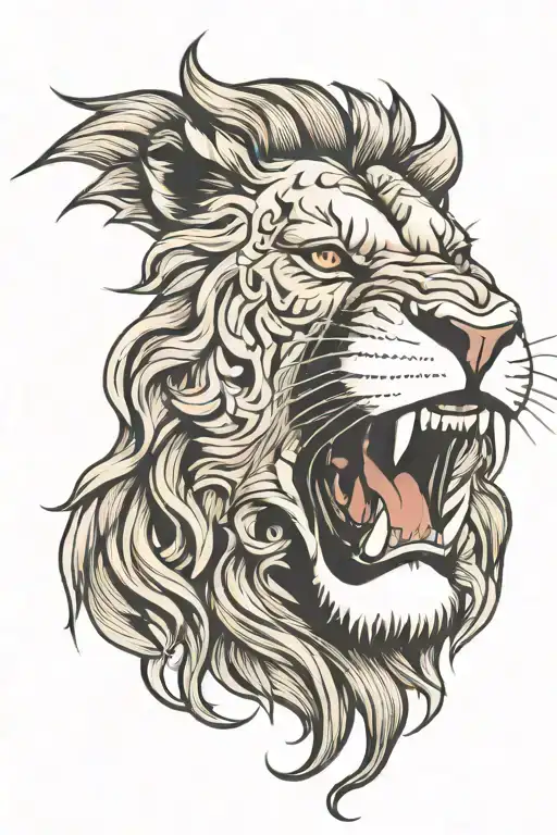 lion open mouth tattoo design idea