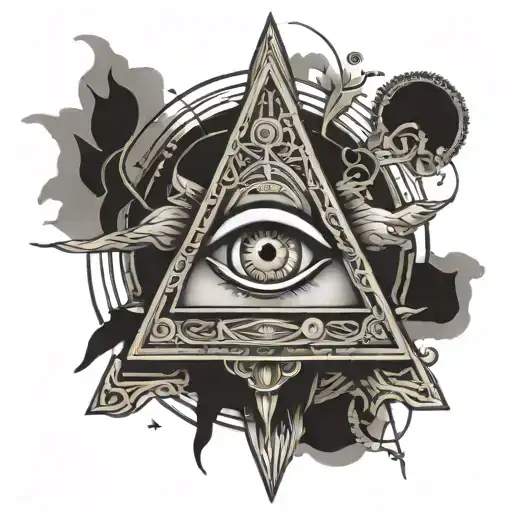 all seeing eye, within illuminati style, outlined by momento more design tattoo design idea