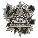 all seeing eye, within illuminati style, outlined by momento more design tattoo design idea