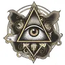 all seeing eye, within illuminati style, outlined by momento more design tattoo design idea