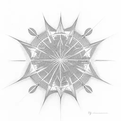 long 4 point star made with negative space, the center is white. NO border NO words NO color tattoo design idea