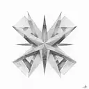 long 4 point star made with negative space, the center is white. NO border NO words NO color tattoo design idea