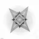 long 4 point star made with negative space, the center is white. NO border NO words NO color tattoo design idea