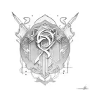 scroll with initials tattoo design idea
