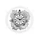 smashed clock with butterflies and flowers  tattoo design idea