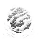 A powerful wave crashing against a rocky coastline with a diving flag symbolizing your passion for diving tattoo design idea