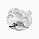 A powerful wave crashing against a rocky coastline with a diving flag symbolizing your passion for diving tattoo design idea