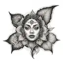Mandala and woman face tattoo design idea