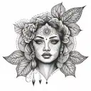 Mandala and woman face tattoo design idea