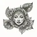 Mandala and woman face tattoo design idea