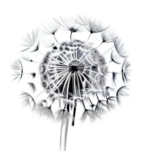 dandelion blows into birds tattoo design idea