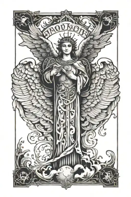 , fool tarot card with angel wings  tattoo design idea