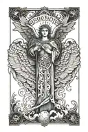 , fool tarot card with angel wings  tattoo design idea